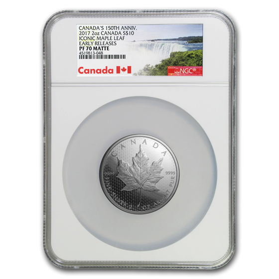 2017 Canada 2 oz Silver $10 Iconic Maple Leaf PF-70 NGC (ER) 2017 Canada 2 oz Silver $10 Iconic Maple Leaf PF-70 NGC (ER)